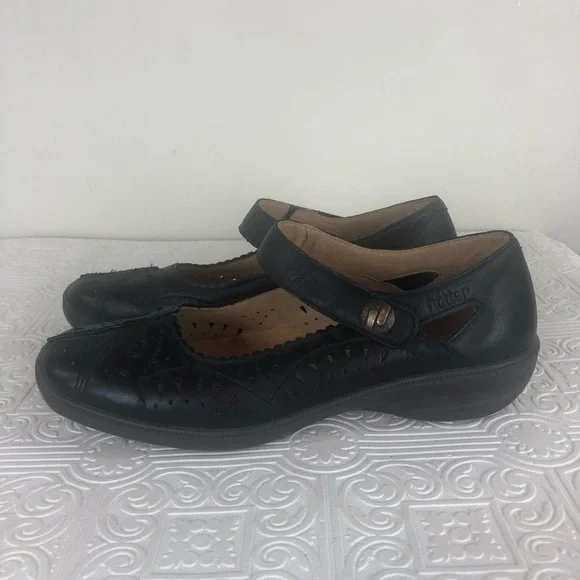 Hotter Women Chile Black Leather Chunky Mary Jane Comfort Shoe Square England - Picture 10 of 10